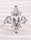 3 Stone Moissanite Marquise Engagement ring 5.2 Carat 14k White Gold Plated
