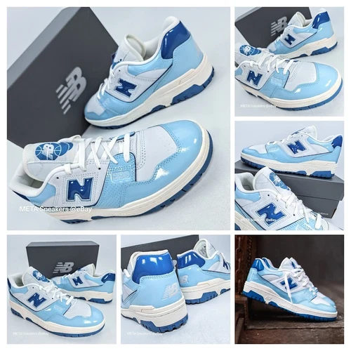 New Balance US 10 Men's White/Blue Chrome Patent Retro  550 Low - BB550YKE - New