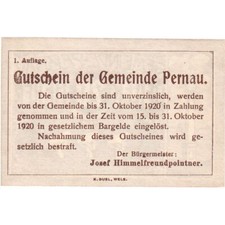 [#288666] Austria, Pernau, 20 Heller, Texte, 1920, 1920-10-31, UNC, Mehl:FS 734,