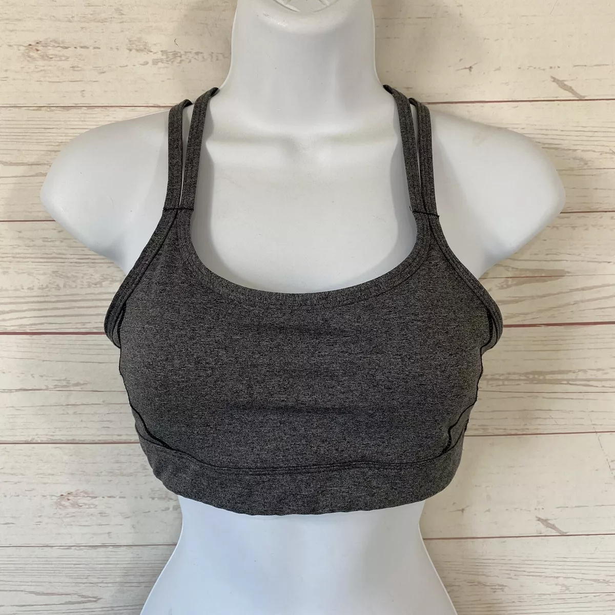 Zella Body Sports Bra Small Gray Removable Pads Strappy Back Pullover