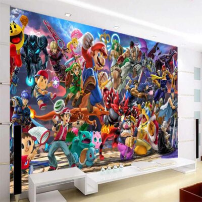 Mario March Cute 3D Full Wall Mural Photo Wallpaper Printing Home Kids Decor
