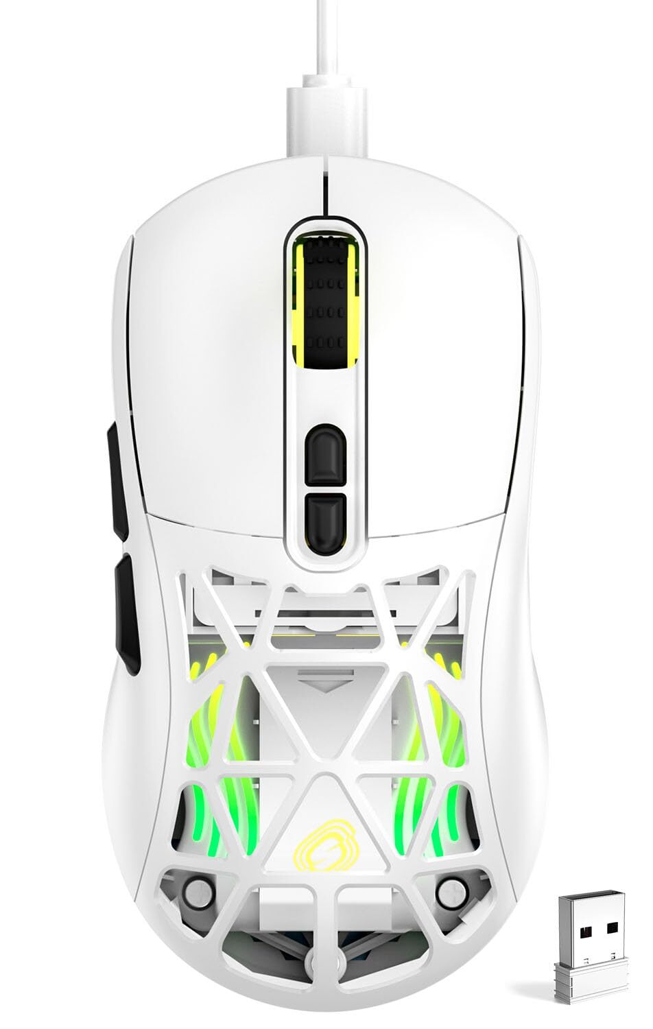 Ultra-Light 53g Wireless Gaming Mouse with 10000 DPI, Tri-Mode Connectivity via Wired, BT 5.0, and 2.4G for Seamless Performance