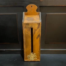 Vintage 60s Wall Mounted Cigarette Pack Dispensing Wood Box Smokes
