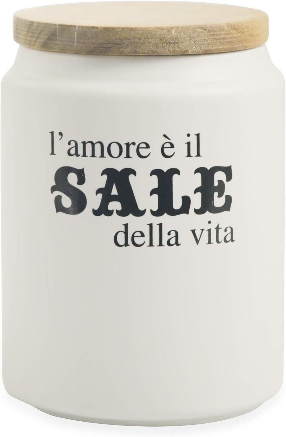 Villa d’Este Home Tivoli Idee Barattolo Sale con Coperchio Bamboo, Bianco