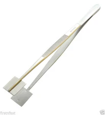 Lampworking Mash Tweezers with 1" x 1" Pad Stainless 8 inch