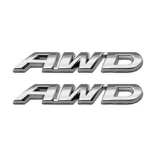 2Pcs silver Metal Large AWD Emblem Sticker Badge Decal for Auto Car Trunk