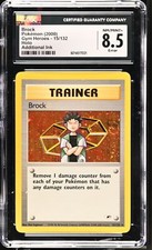 CGC 8.5 Brock 2000 Gym Heroes 15/132 Holo SWIRL Pokemon Card