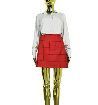 Rare   Moschino Cheap and Chic Vintage Wool Red Check Mini Skirt US 8 / 42