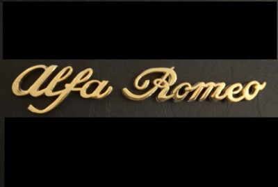 Alfa Romeo Schriftzug Emblem gold hochglanz eloxiert  Giulia 156 159 Giulietta