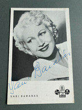 SARI BARABAS (†2012) signed rare autograph card 9x14 autograph