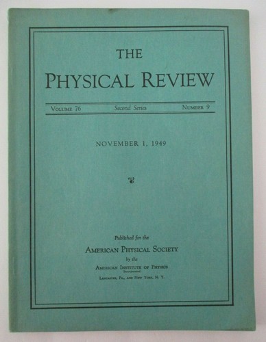 DIE PHYSIKALISCHE REZENSION, American Institute of Physics, 1. November 1949, selten  - Bild 1 von 4