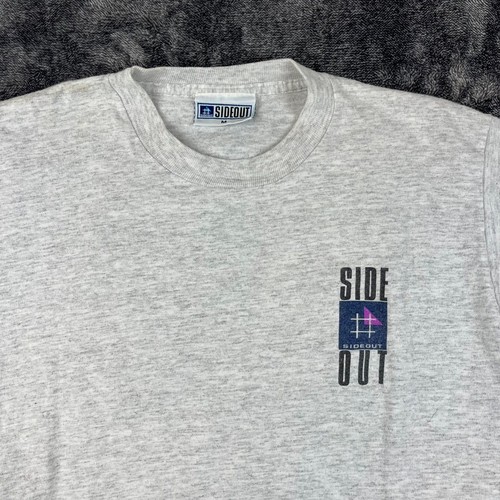 Vtg Sideout Surf Men's M T-Shirt Single Stitch Heathered Gray Geometric Beach - Picture 4 of 13