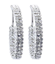 Clip On Hoop Earrings silver earring hoops with diamante stones - Macey