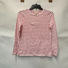 Style & Co Womens M Pink Peach Stripe Long Sleeve T Shirt Top NWT AJ48