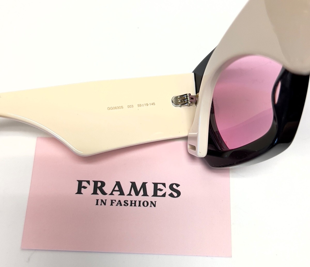 GUCCI 0630 Ivory Black Pink Logo Oversized Chunky Unisex Gg0630s