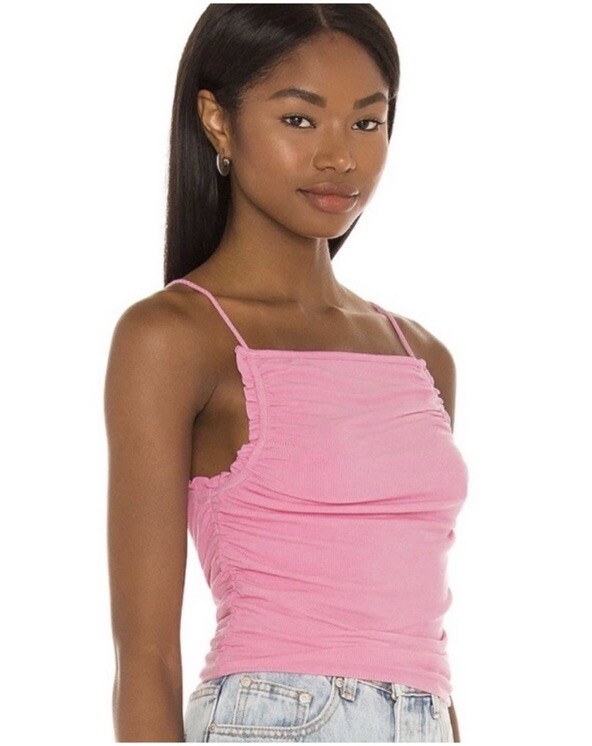 NWT REVOLVE Superdown Jessa Ruched Tank in Pink Bubblegum Medium