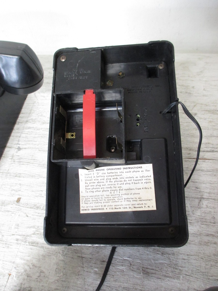 Vintae 1960's REMCO DIALMASTER Toy Telephone Set Black Toy Phones