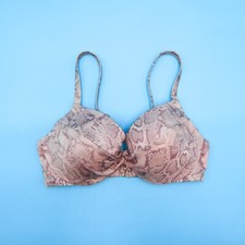 Victorias Secret Medium Snake Print Brown Bombshell Padded Swim Bikini Top New