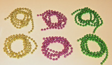 Mardi Gras Garland Beads 6mm 32" ea. Mini Decorations Shiny Gold, Purple  Green