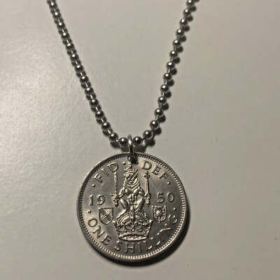 UK Scotland 1 Shilling coin pendant Scottish lion Edinburgh Glasgow Scots. A1