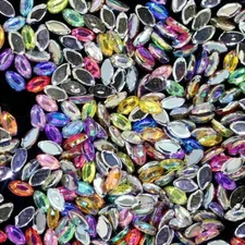1000pcs 1.5x3mm Horse Eye Flat Face Flat Back Resin Crystal Rhinestones Applique