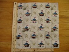 Patriotic American Pie Stars Flags Cotton Quilt Fabric Panel Blocks 36 