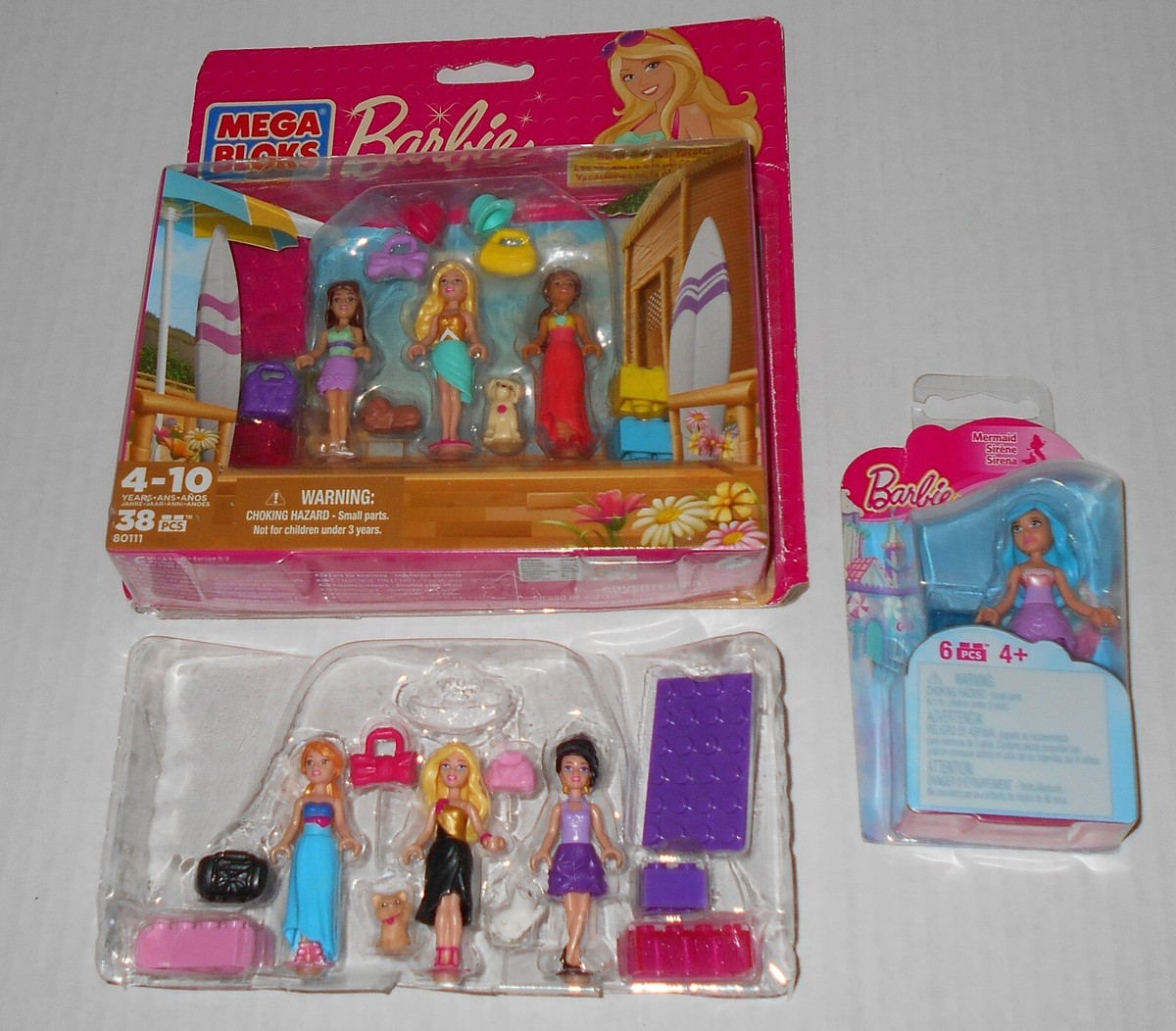 Mega Bloks Barbie Beach Vacation, Mermaid Barbie Barbie Glam