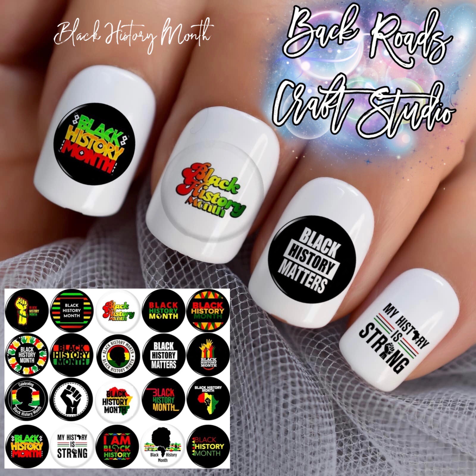 Black History Month Waterslide Nail Art Decals Set Of 50 Instructions & Bonus