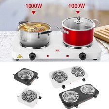 Portable Kitchen Electric Double Burner Hot Plate Cooktop Cooking Stove 2000W