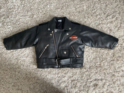 Harley Davidson Motorcycle Faux Leather Jacket Kids Size 3T Black