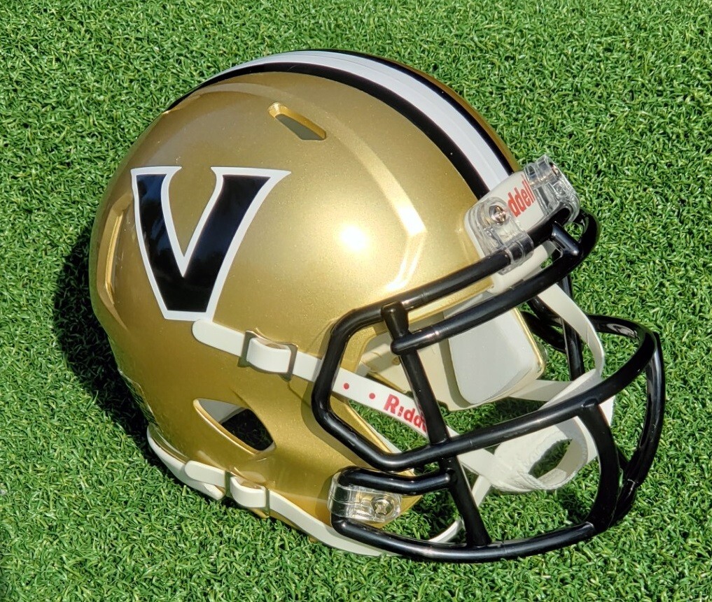 VANDERBILT COMMODORES NEW FOR 2022 GOLD SPEED STYLE FOOTBALL MINI HELMET VANDERBILT COMMODORES NEW FOR 2022 GOLD SPEED STYLE FOOTBALL MINI HELMET