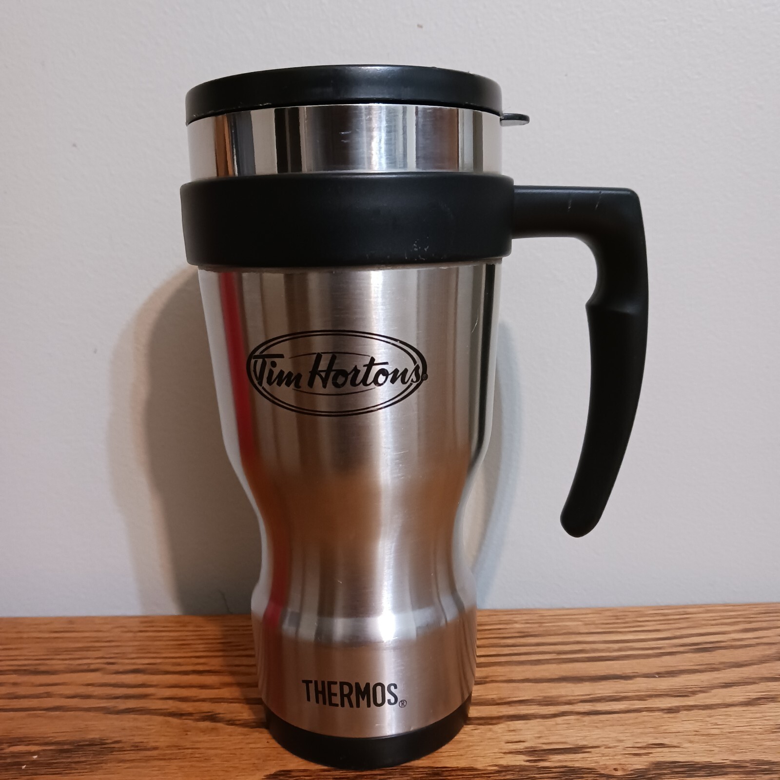 Tim Hortons Stainless Steel Travel Mug Tumbler Mug/Cup Silver Open