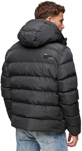 Superdry Mens Vintage Hooded Sports Puffer Jacket Quilted Ebony - Picture 3 of 4