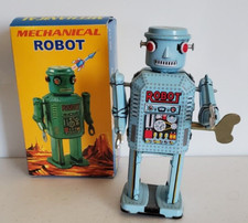 Classic MECHANICAL WALKING ROBOT 5" Tin Toy Windup / MS416 KR 