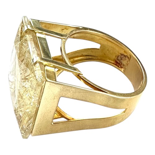 Anillo Estate 24,38 quilates cuarzo natural rutilado oro amarillo 18k talla 9 - Imagen 8 de 16