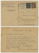 62415 - Ganzsache P 952 - ZuF - Postkarte - Hamburg 7.6.1947 nach N&uuml;rtingen