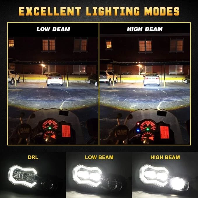 LED Headlight High/Low Beam DRL Light For BMW F650GS F700GS F800GS F800ADV F800R - Image 4 of 4