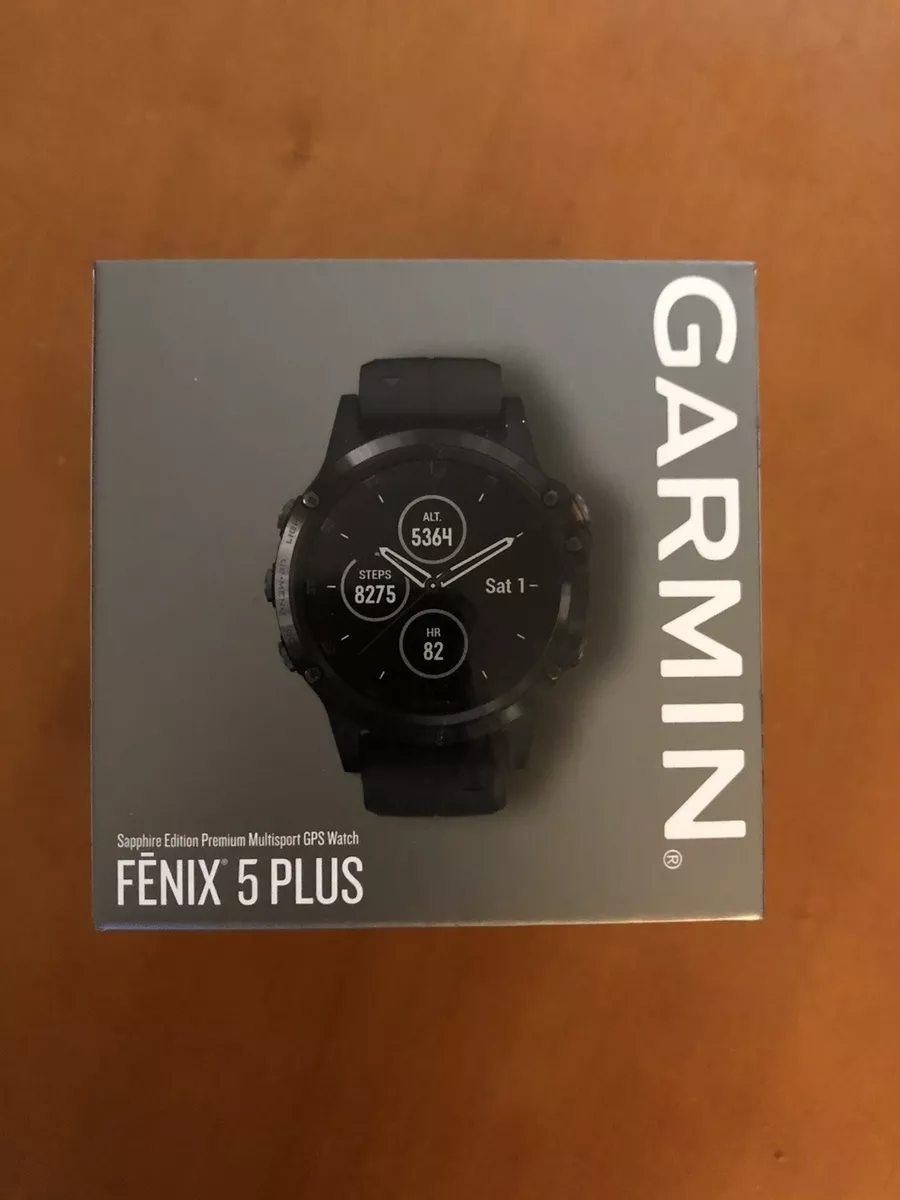 NIB Garmin Fenix 5 Plus Sapphire GPS Watch Carbon Gray DLC