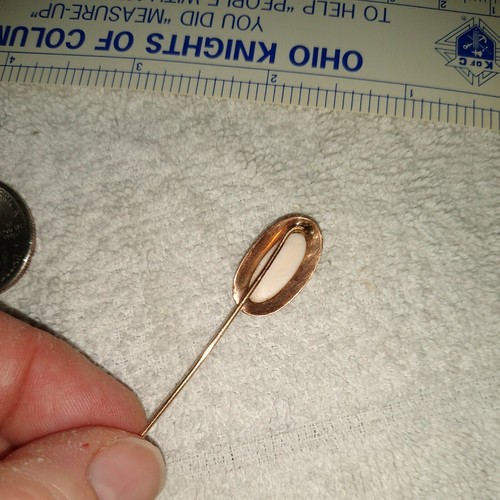 Antique Victorian cameo stick hat pin 10K yellow gold bent stem - Picture 12 of 12