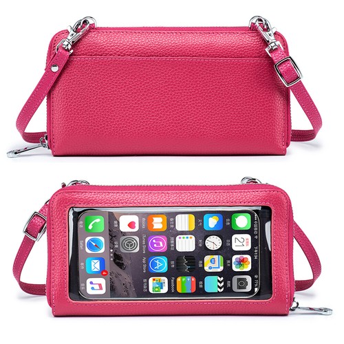 Womens Leather Wallet Crossbody Shoulder Strap Bag Touch Screen Cell Phone Purse - Picture 30 of 35