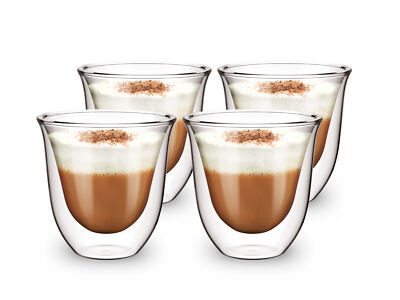 4 Doppelwandige Glas Kaffee Tee Saft Tassen Hitzebeständig Isolierbecher 165 ml