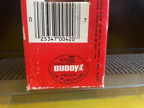 1989 BUDDY L COCA-COLA 1/43 DELIVERY TRUCK NIB MADE IN MACAU NEVER REMOVED 5”L - Picture 7 of 8