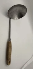 Vintage Stainless Steel Throughout Wood Handle Ladle Spoon