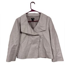 Ann Taylor size 10 Grey Tweed Blazer Hidden Buttons
