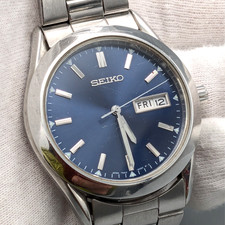 VINTAGE SEIKO 7N43-9080 Quartz Day/Date Men's Watch STUNNING Sunburst Navy Dial