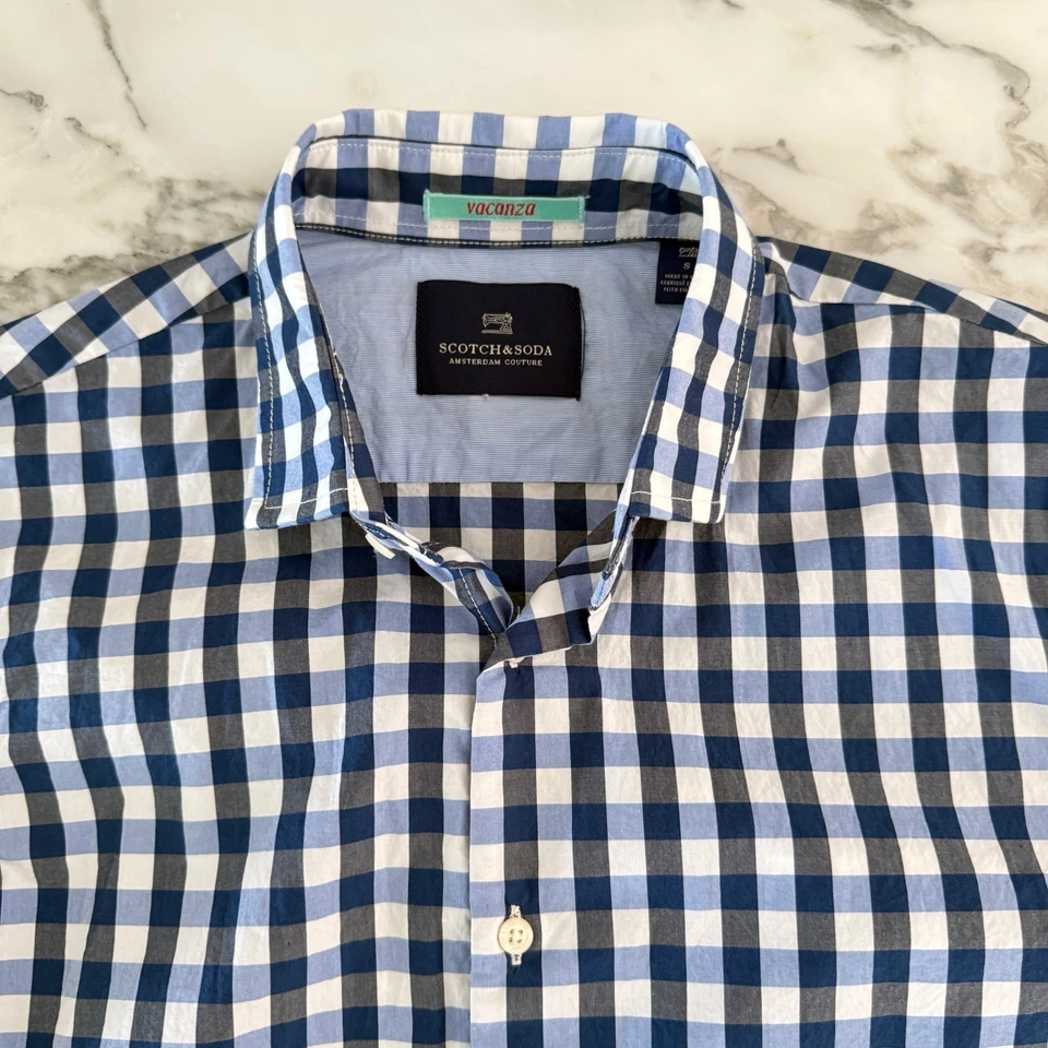 Camisa de manga larga azul Scotch & Soda para hombre, calce ajustado, talla Pequeño Foto 2 de 4