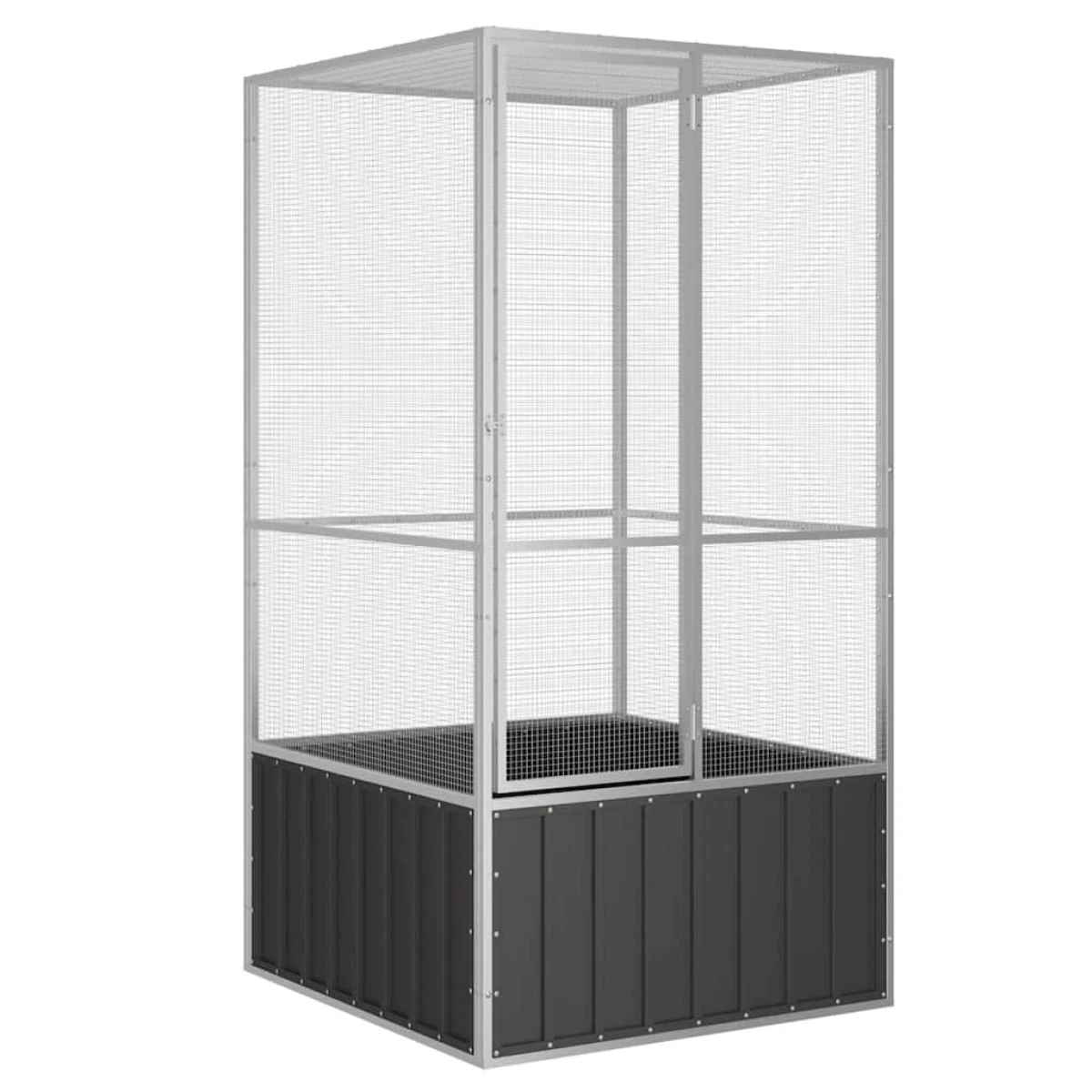 Bird Aviary Anthracite Galvanised Steel 111x107x211.5 cm Mesh Lockable Gate Vent
