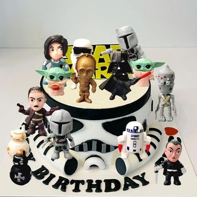 14 Stück 3D Wars Tortenaufleger, Figuren Set, Happy Birthday klein, bunt 