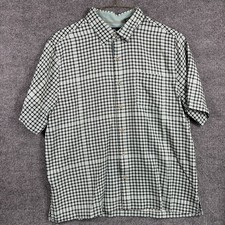 Mens Nat Nast 100 Silk Large Bowling Shirt button Up Plaid Green Black AOP