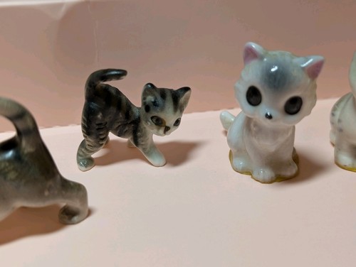 VTG Set 2 Mini Josef Originals Porcelain Kitten Figurines And 4 Other Mini Cats - Picture 7 of 24